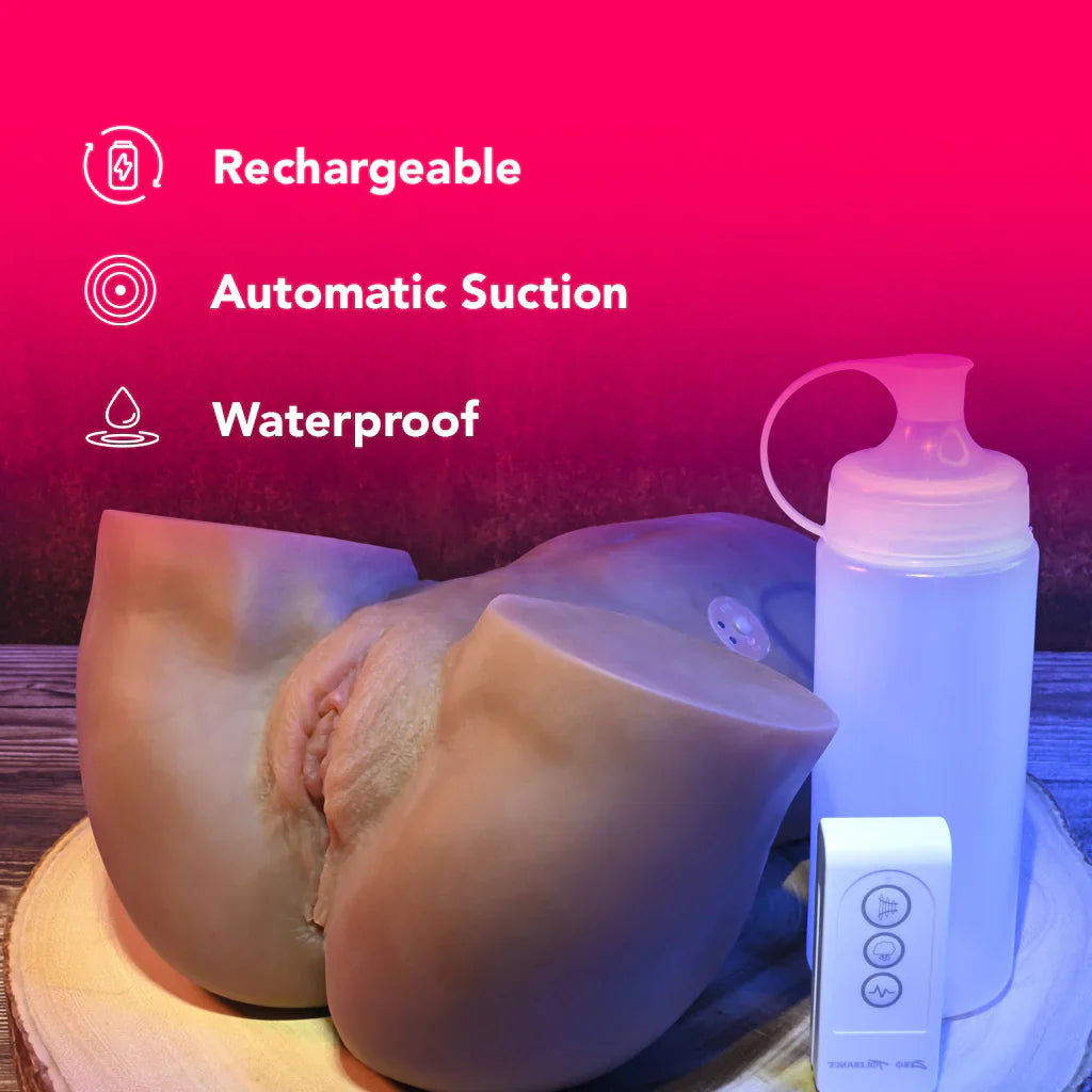 Rear Beauty Sucking & Vibrating Masturbator in Dark