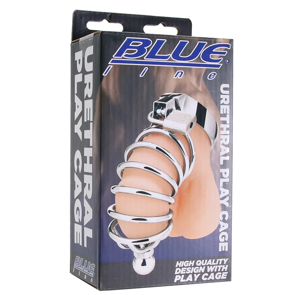 Blue Line Urethral Play Cage – Total Control in Steel 🔒